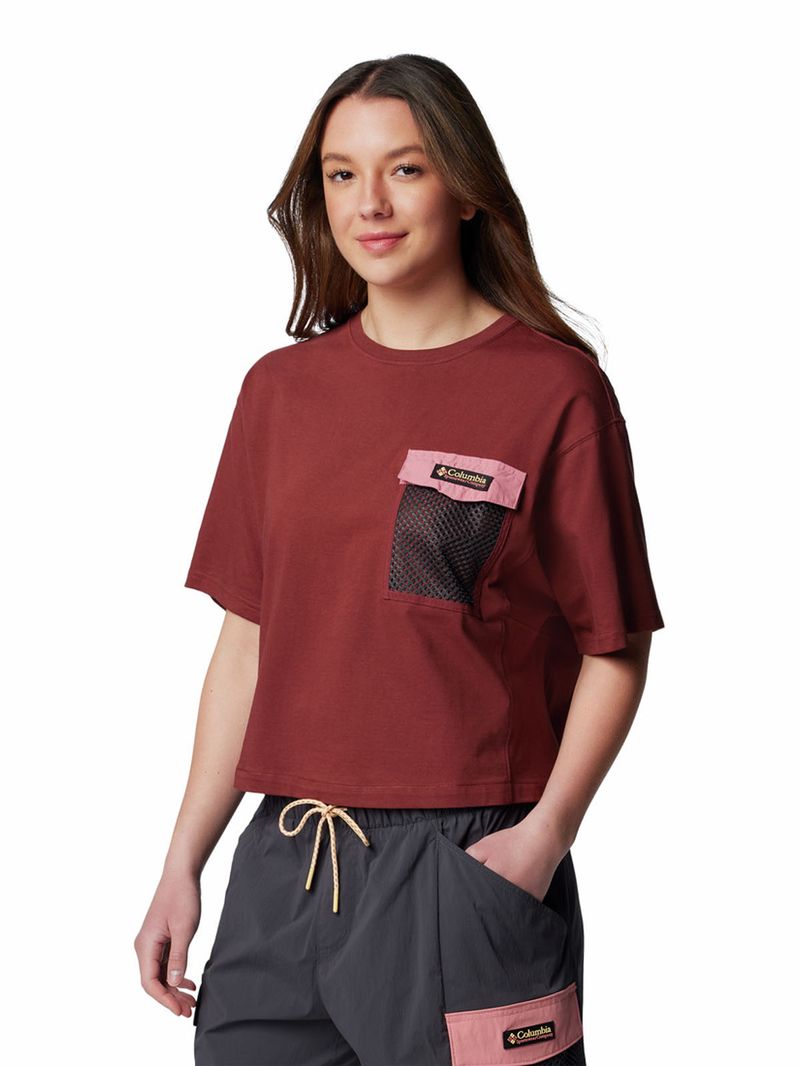 Polera-Manga-Corta-Mujer-Painted-Peak-Knit-Rojo-Columbia