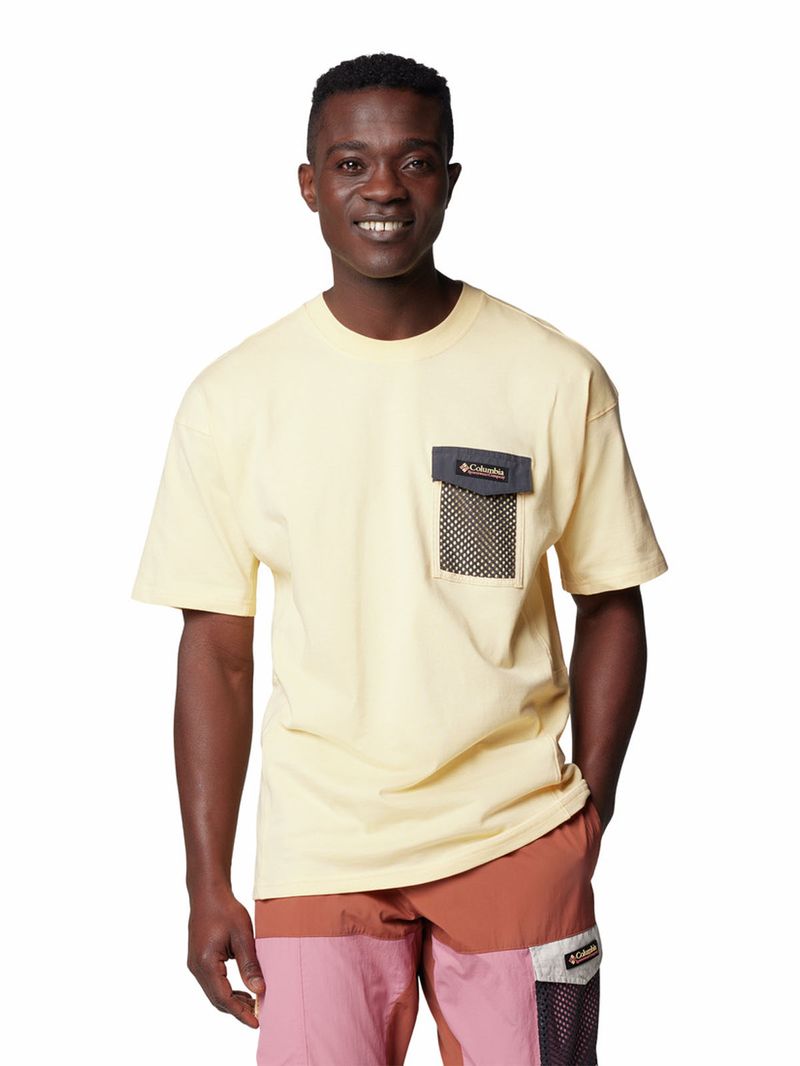 Polera-Manga-Corta-Hombre-Painted-Peak-Knit-Amarillo-Columbia