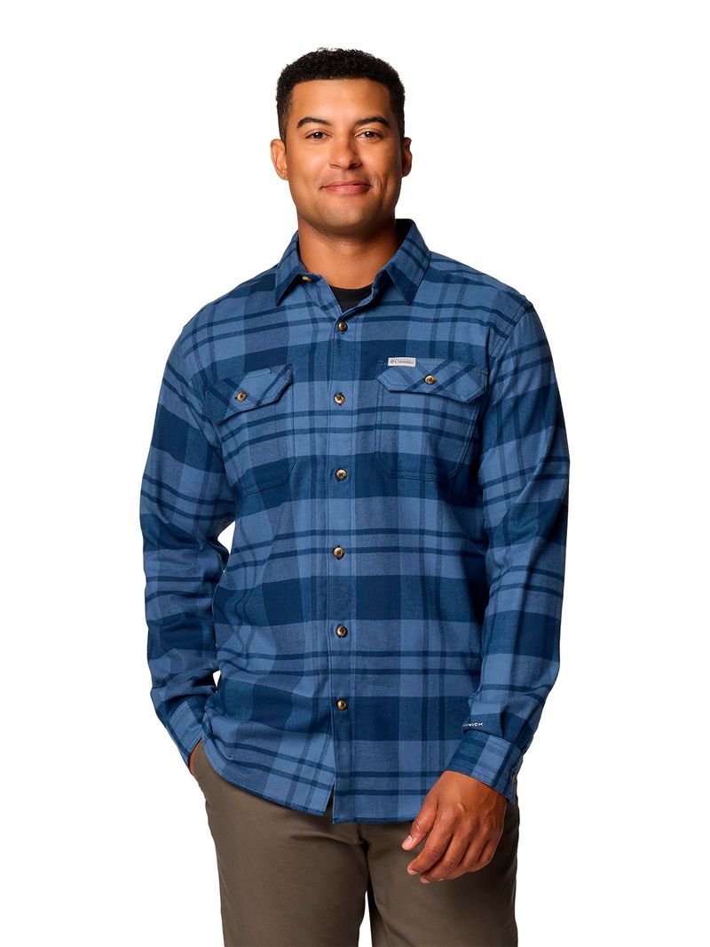 Camisa-Manga-Larga-Hombre-Flare-Gun-Stretch-Azul-Columbia
