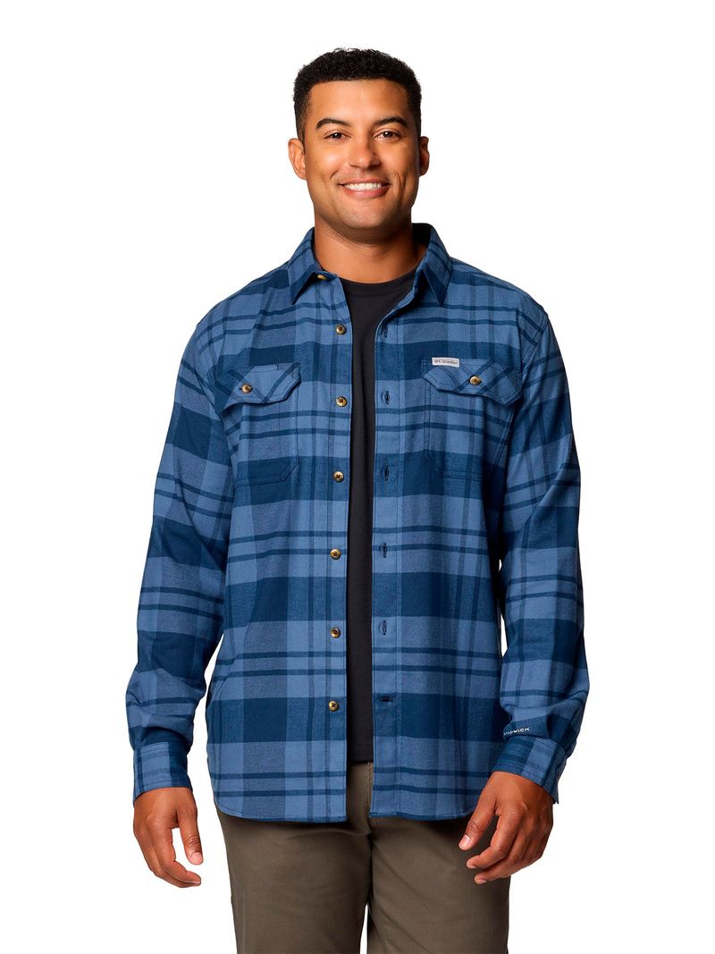 Camisa Manga Larga Hombre Flare Gun Stretch Azul Columbia
