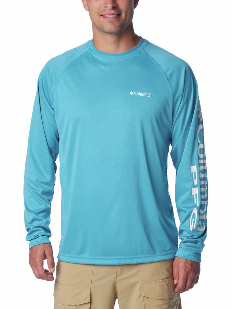 Polera-Manga-Larga-Hombre-Pfg-Terminal-Tackle-Heather-Azul-Columbia