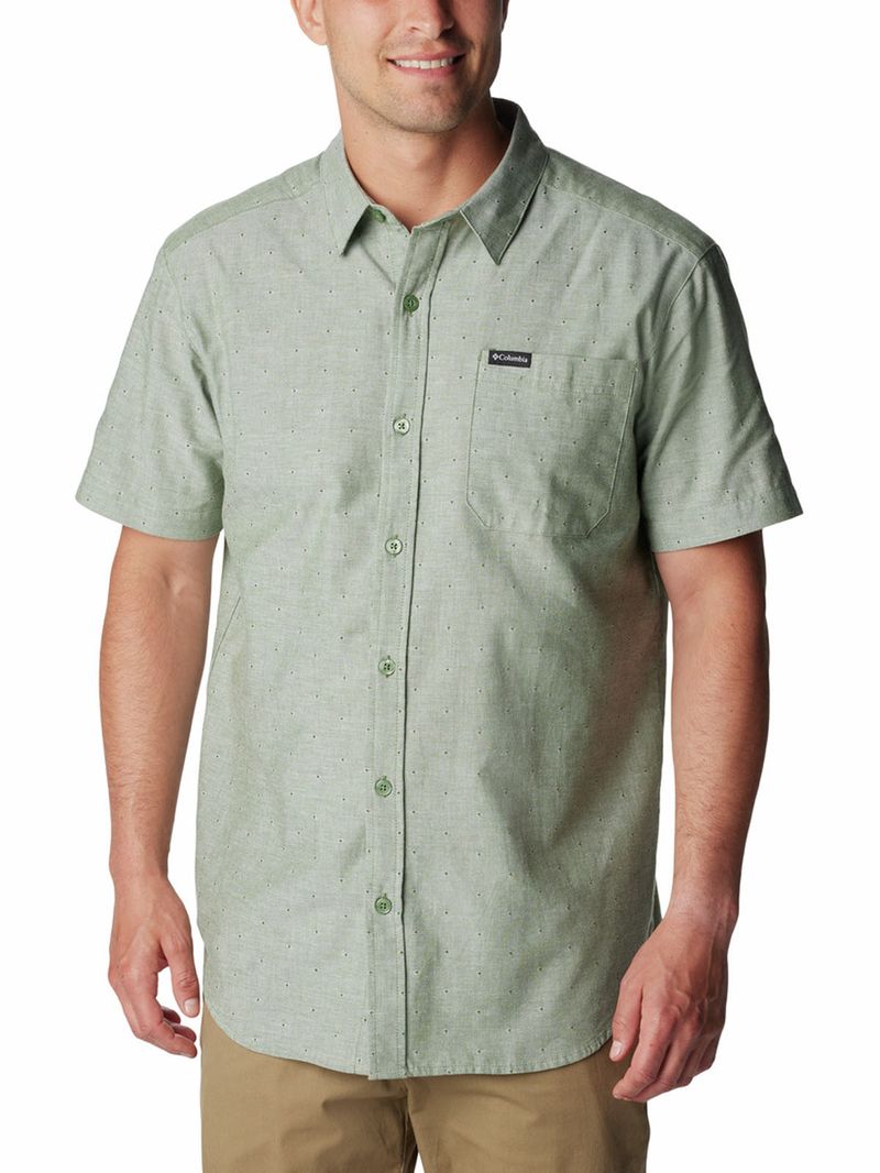 Camisa-Manga-Corta-Hombre-Rapid-Rivers-Novelty-Verde-Columbia