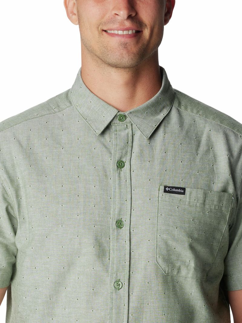 Camisa-Manga-Corta-Hombre-Rapid-Rivers-Novelty-Verde-Columbia