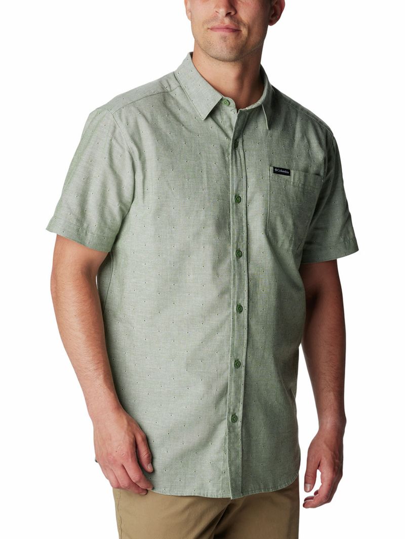 Camisa-Manga-Corta-Hombre-Rapid-Rivers-Novelty-Verde-Columbia