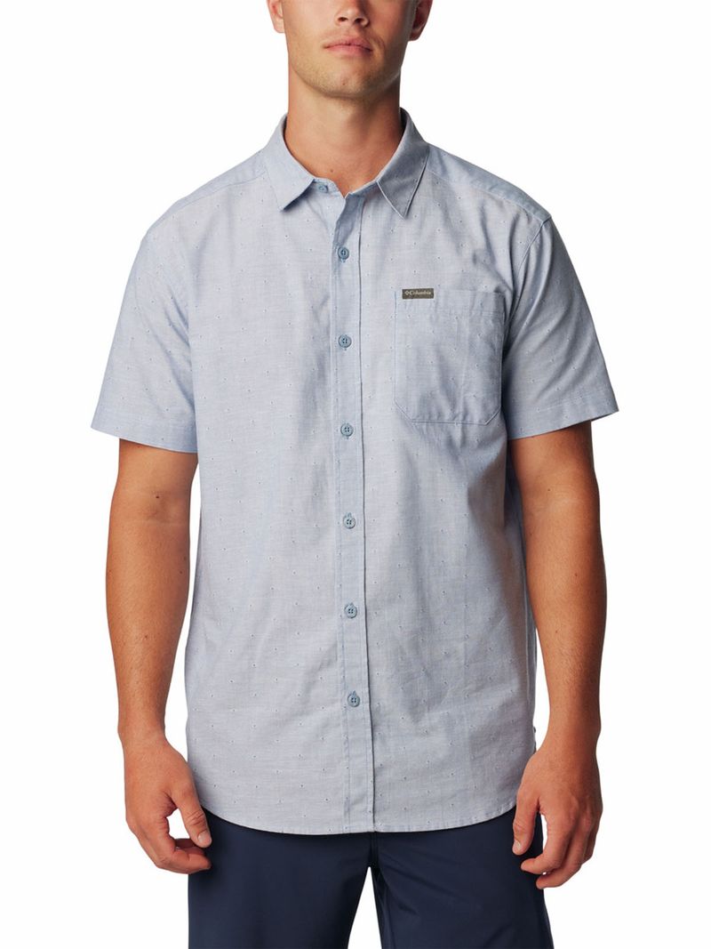 Camisa Manga Corta Hombre Rapid Rivers Novelty Celeste Columbia