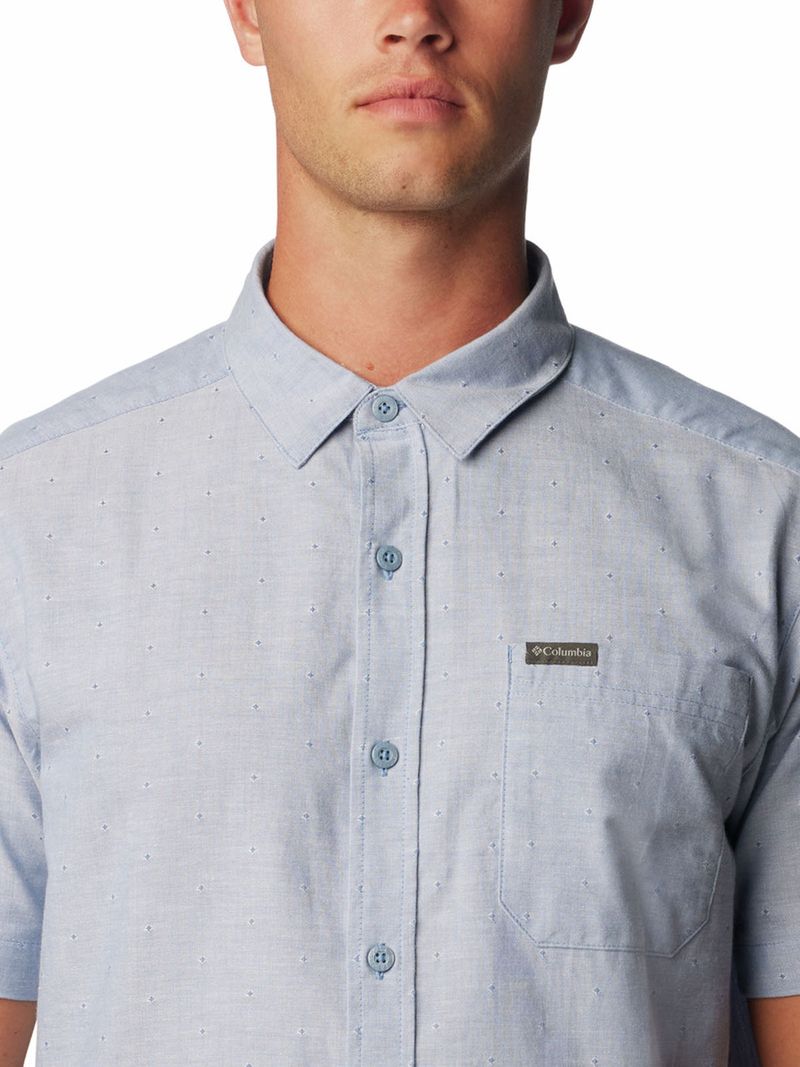 Camisa Manga Corta Hombre Rapid Rivers Novelty Celeste Columbia
