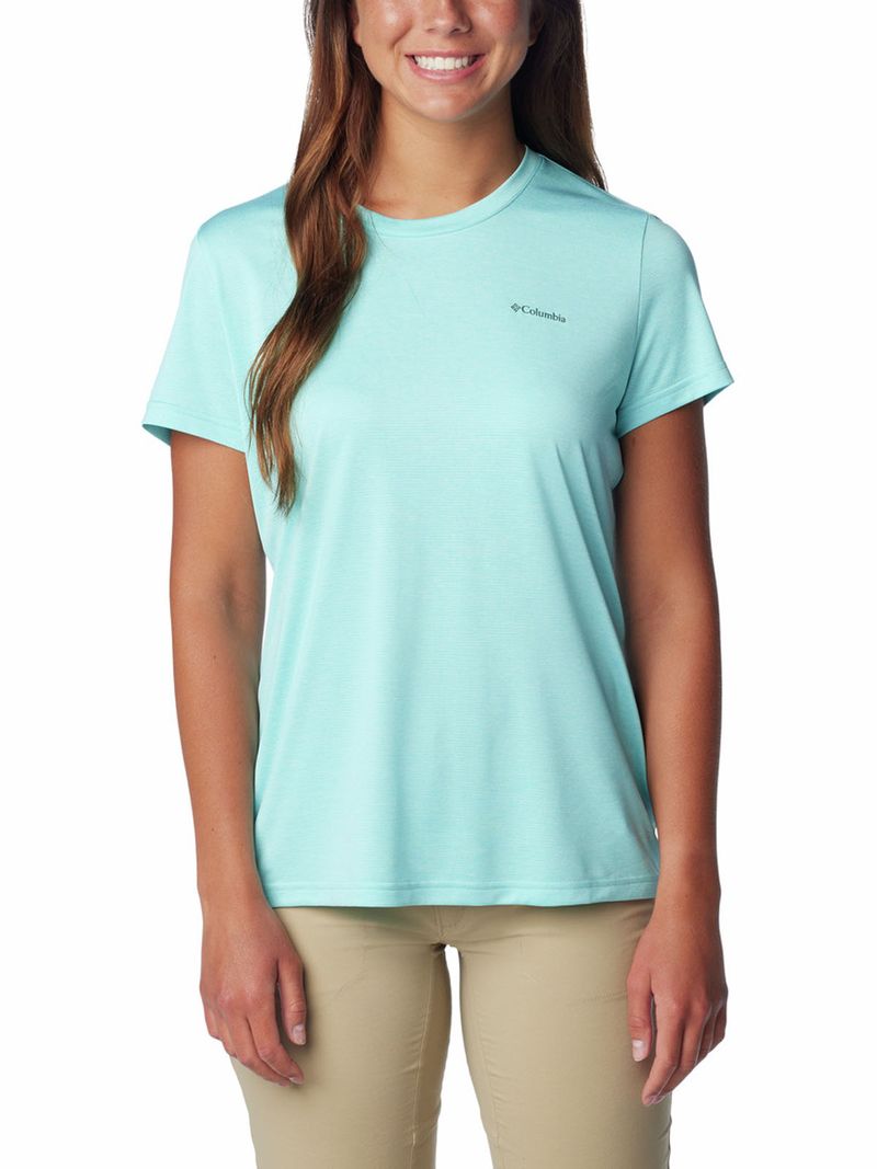 Polera Manga Corta Mujer Columbia Hike Crew Celeste Columbia