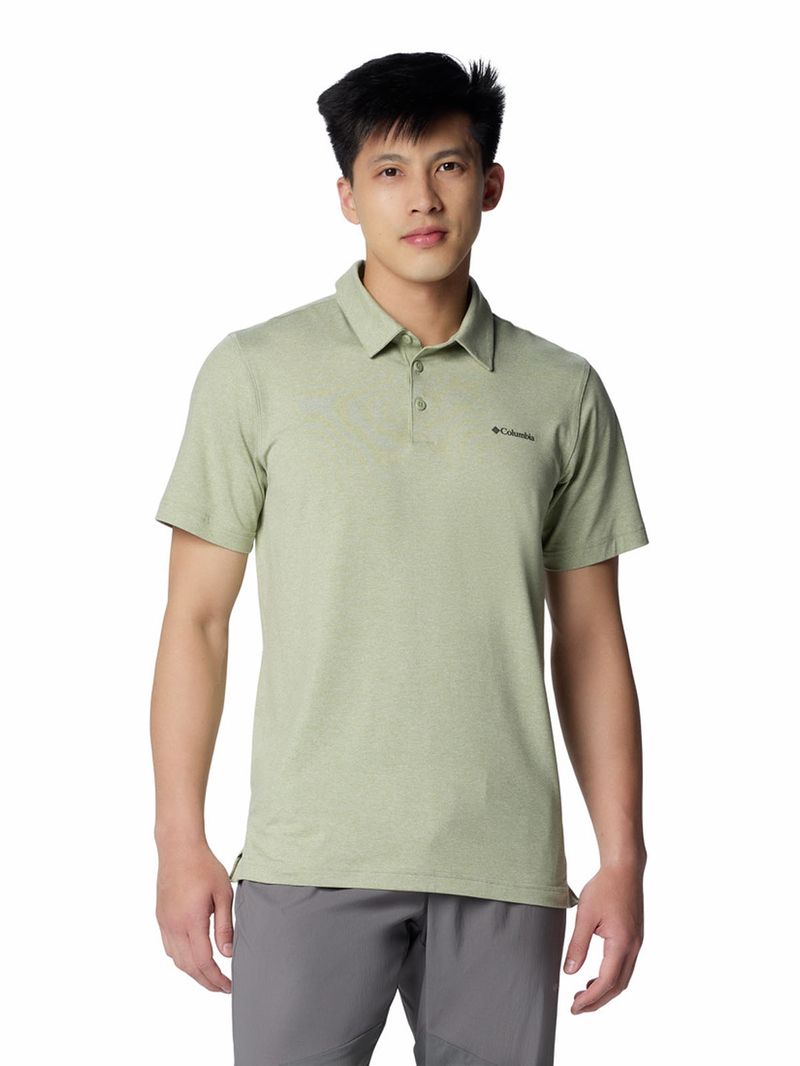 Polera-Manga-Corta-Hombre-Tech-Trail-Polo-Verde-Columbia