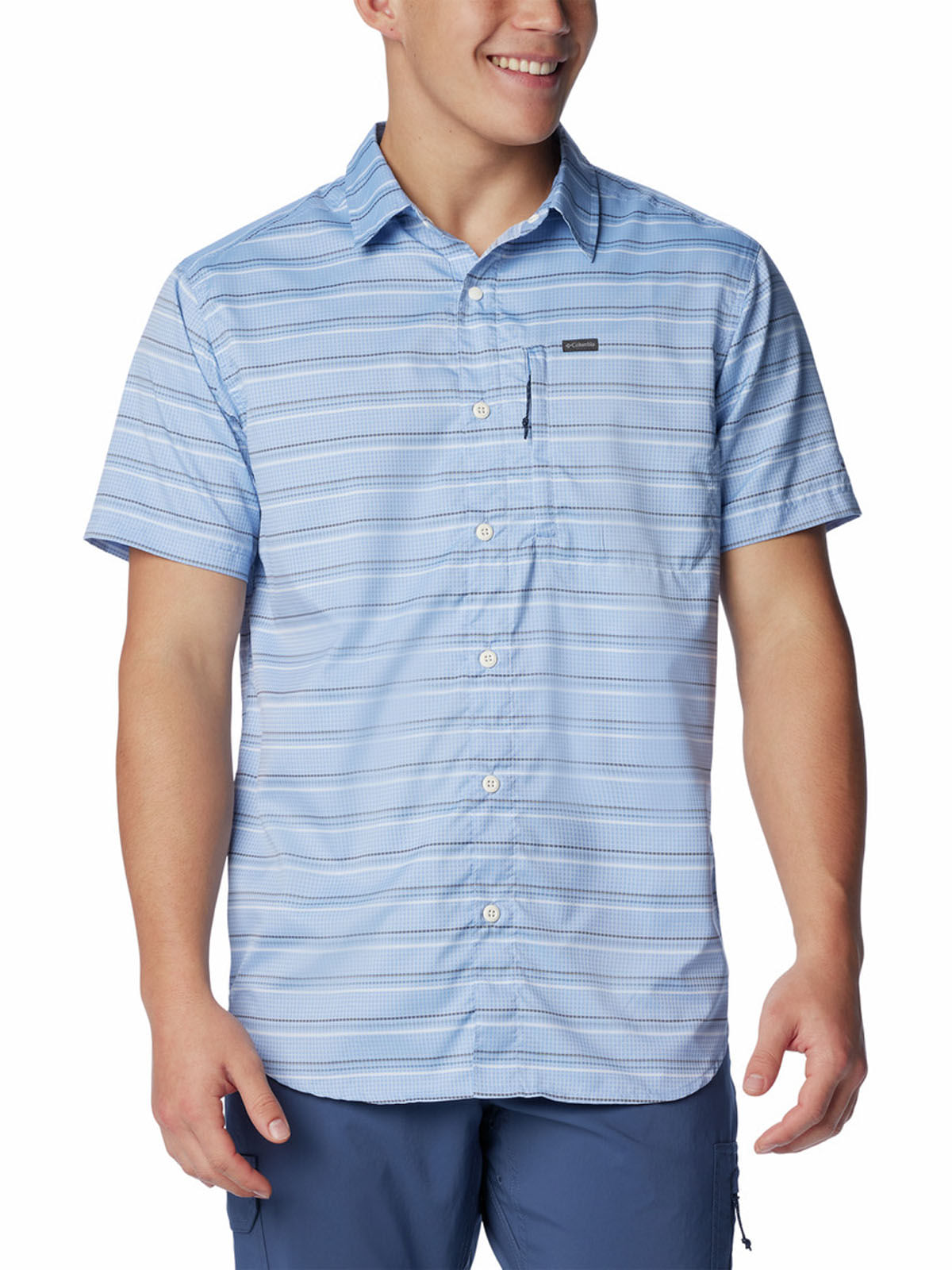 Camisa Manga Corta Hombre Silver Ridge Utility Lite Novelty Azul Columbia
