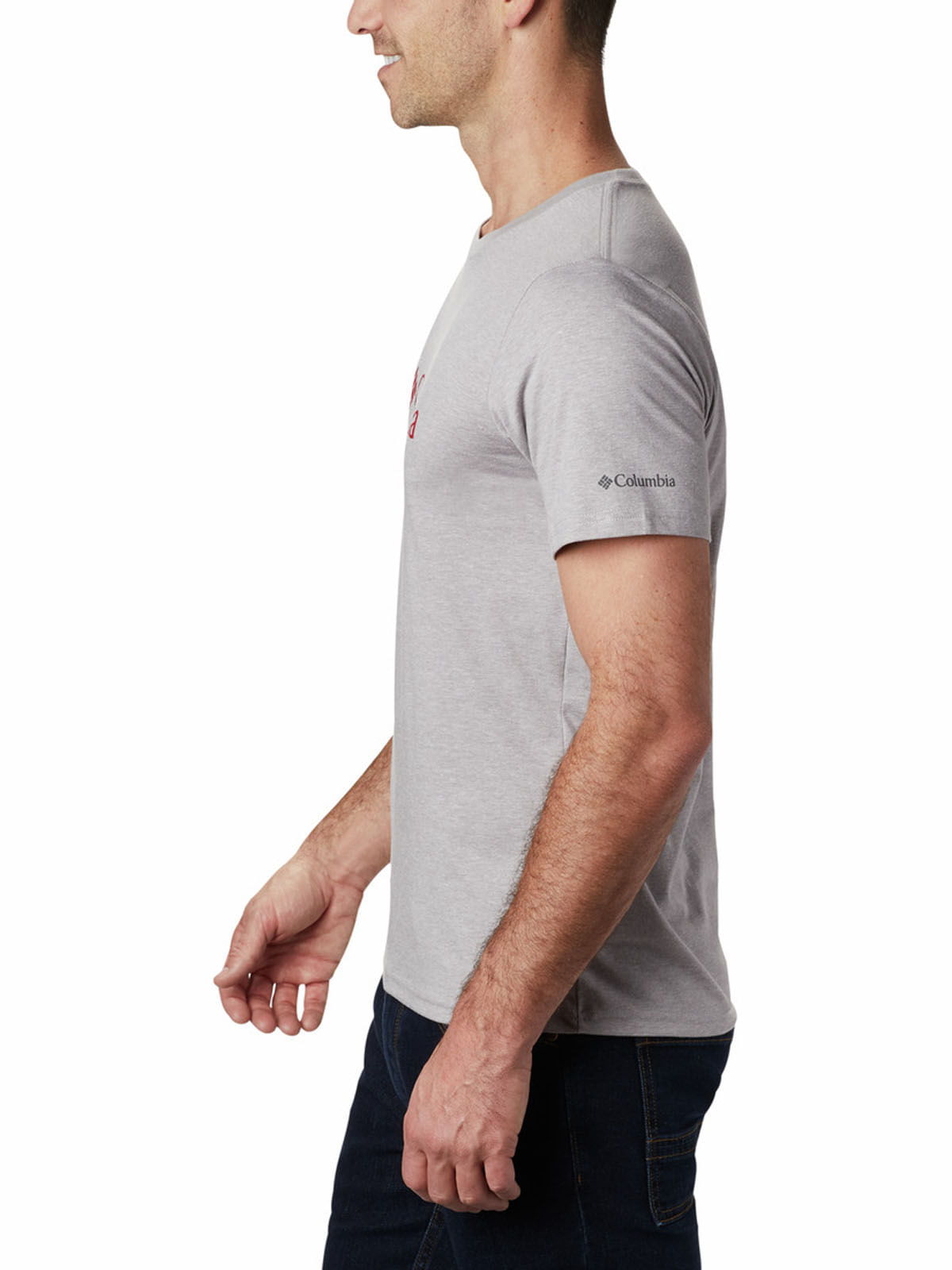 Polera Manga Corta Hombre Basic Logo Gris Columbia