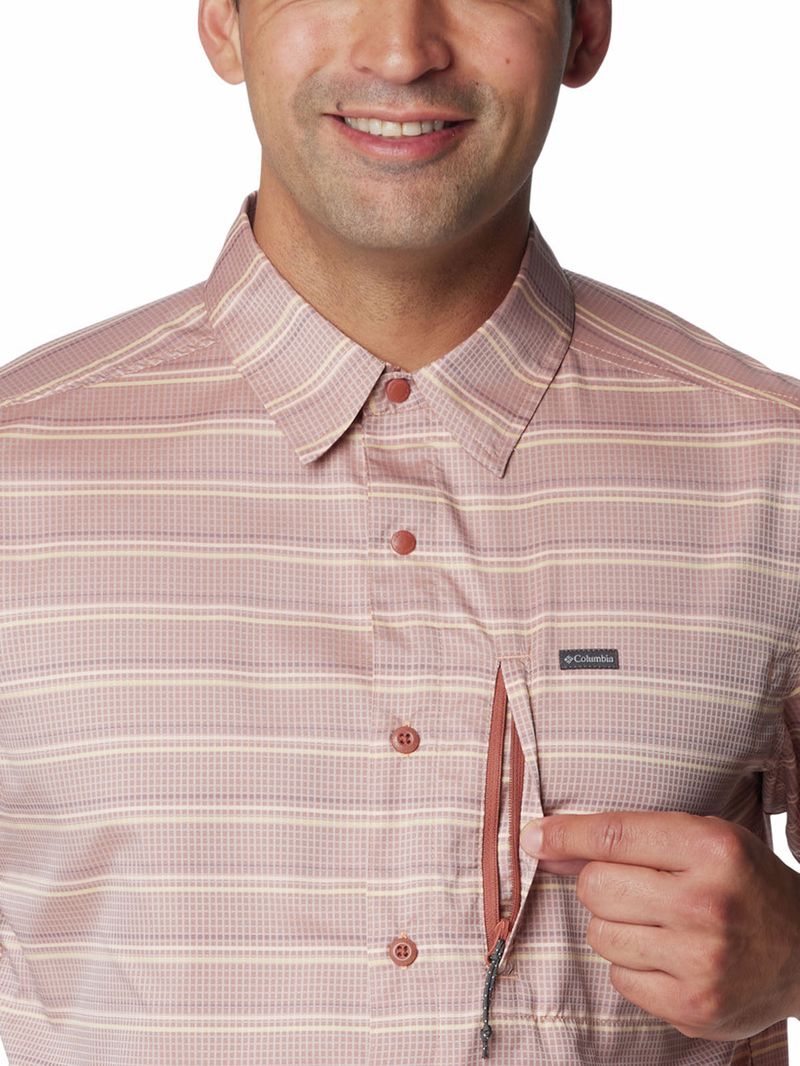 Camisa-Manga-Corta-Hombre-Silver-Ridge-Utility-Lite-Novelty-Rojo-Columbia