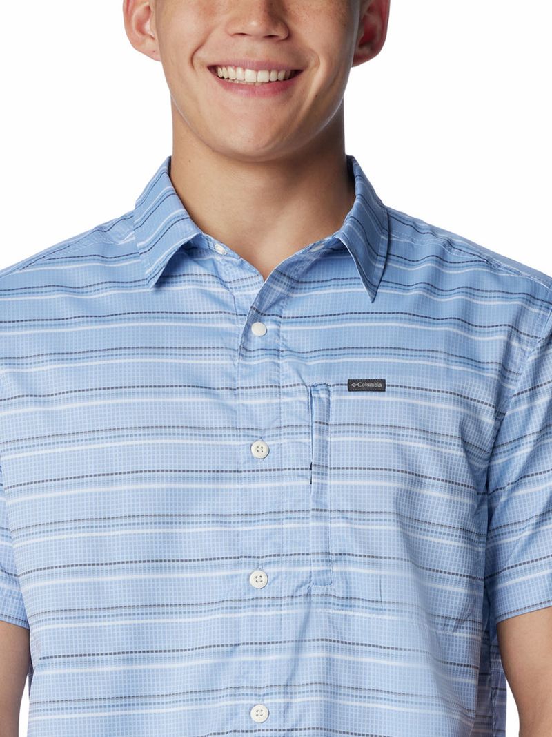 Camisa Manga Corta Hombre Silver Ridge Utility Lite Novelty Celeste Columbia