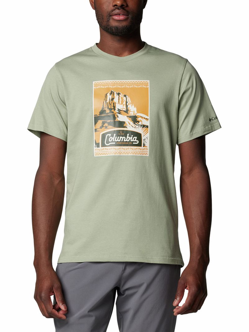 Polera-Manga-Corta-Hombre-Csc-Seasonal-Logo-Verde-Columbia