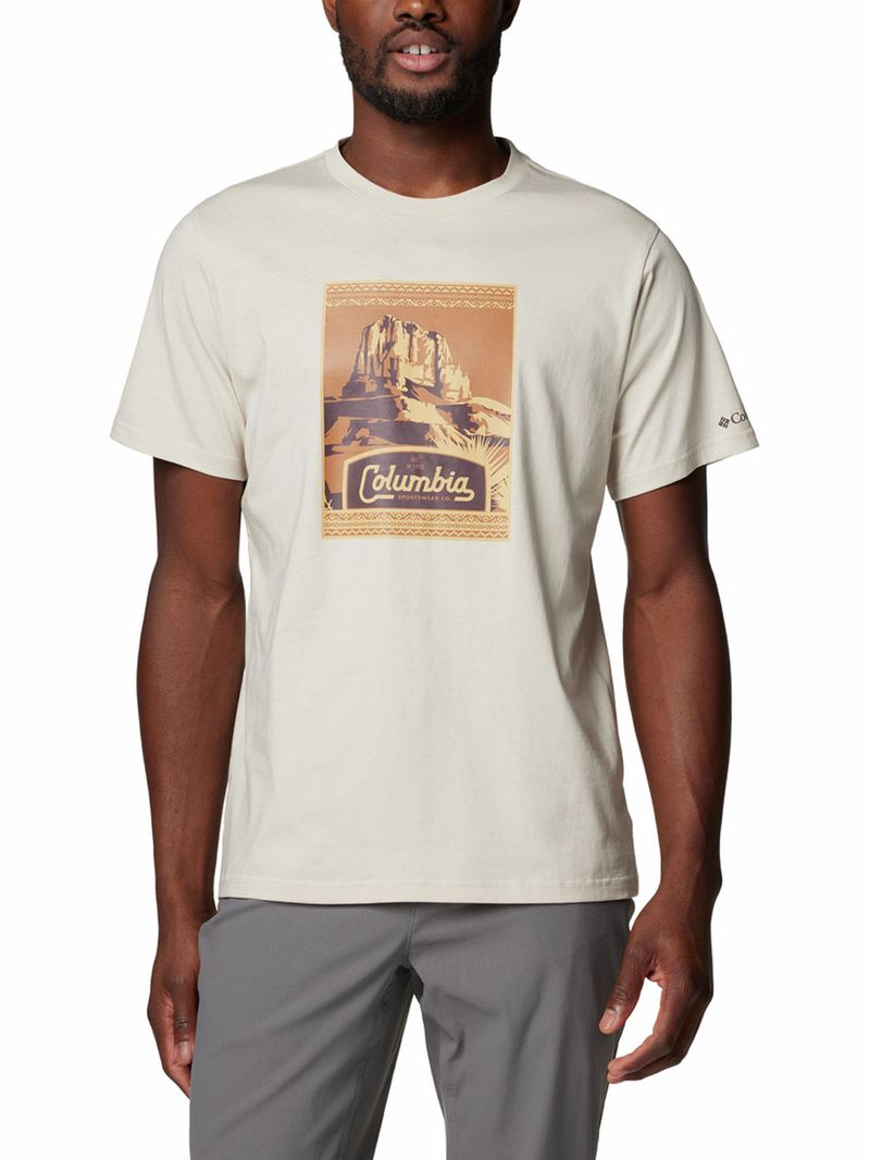Polera-Manga-Corta-Hombre-Csc-Seasonal-Logo-Beige-Columbia