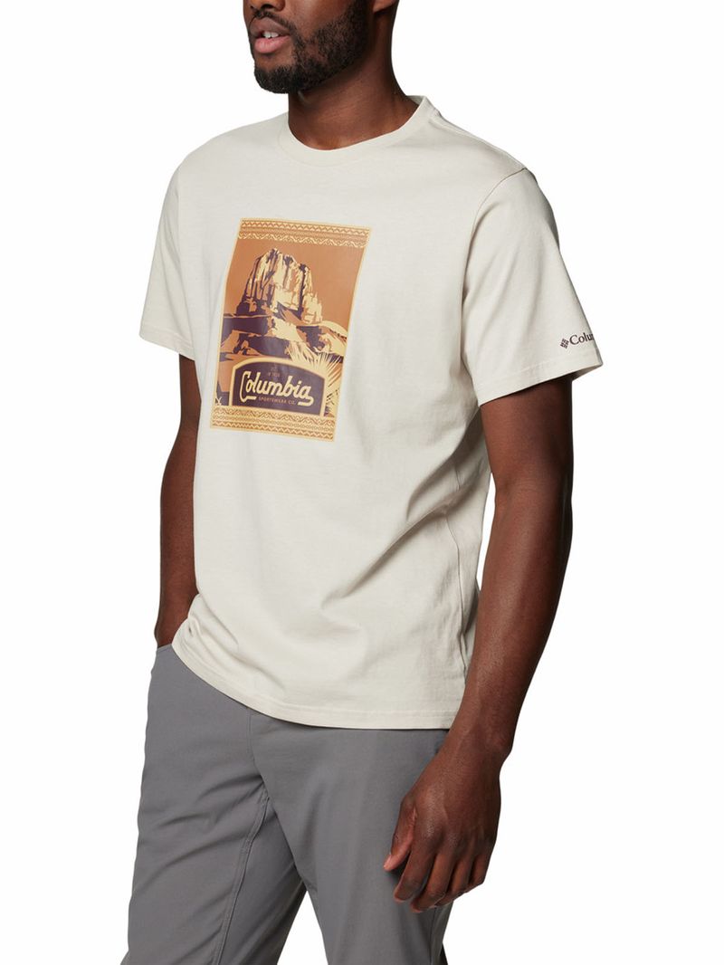 Polera-Manga-Corta-Hombre-Csc-Seasonal-Logo-Beige-Columbia