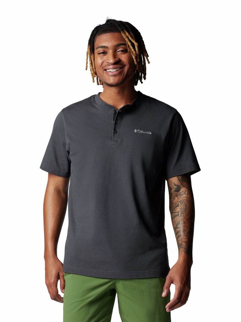 Polera-Manga-Corta-Hombre-Landroamer-Henley-Gris-Columbia