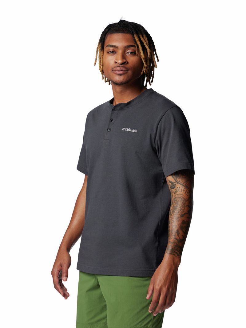 Polera-Manga-Corta-Hombre-Landroamer-Henley-Gris-Columbia