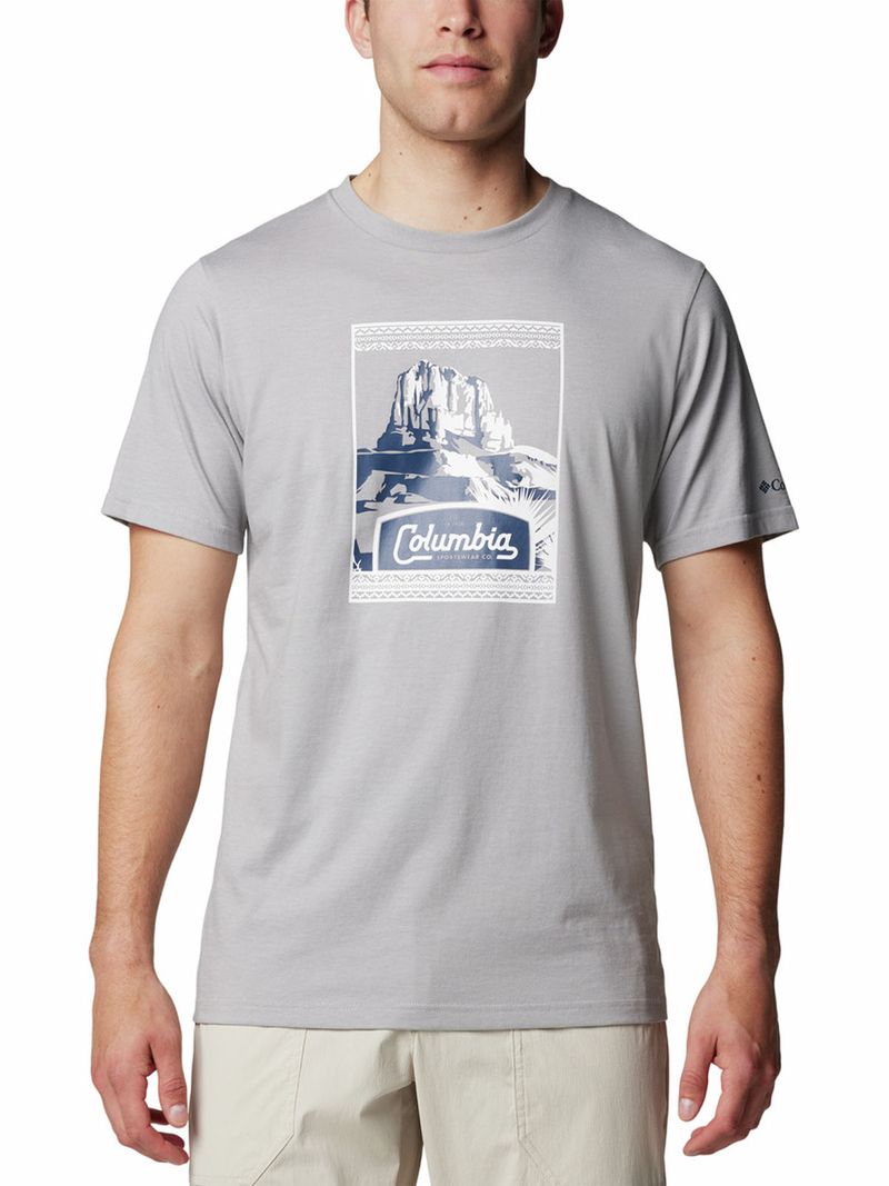 Polera Manga Corta Hombre Csc Seasonal Logo Gris Columbia