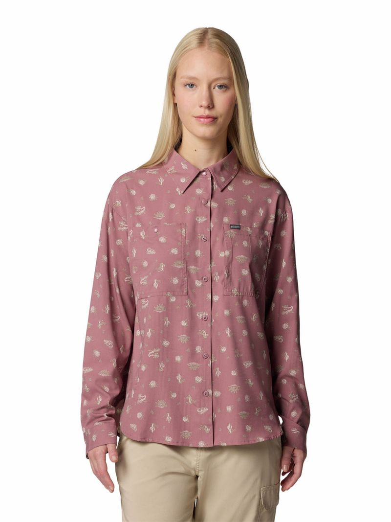 Camisa Manga Larga Mujer Silver Ridge Pattern Morado Columbia