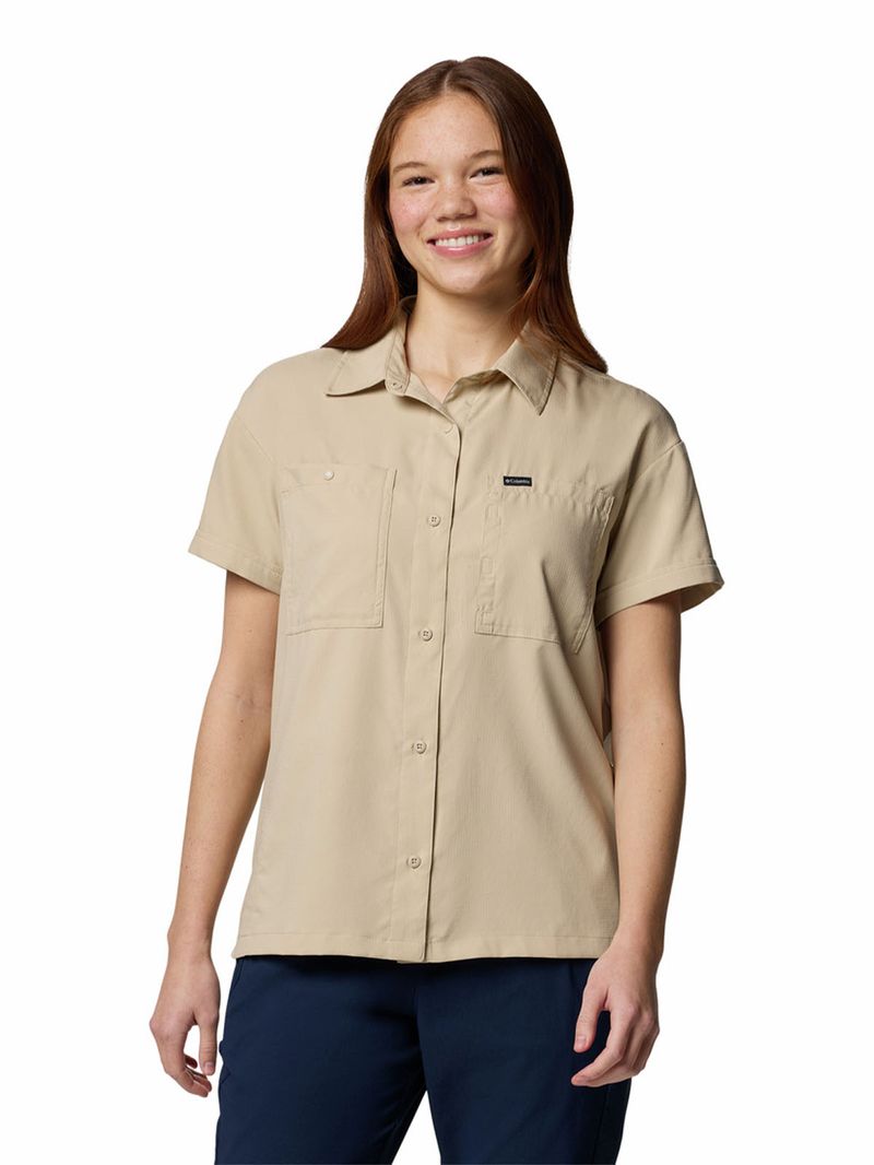 Camisa-Manga-Corta-Mujer-Silver-Ridge-Utility-Beige-Columbia