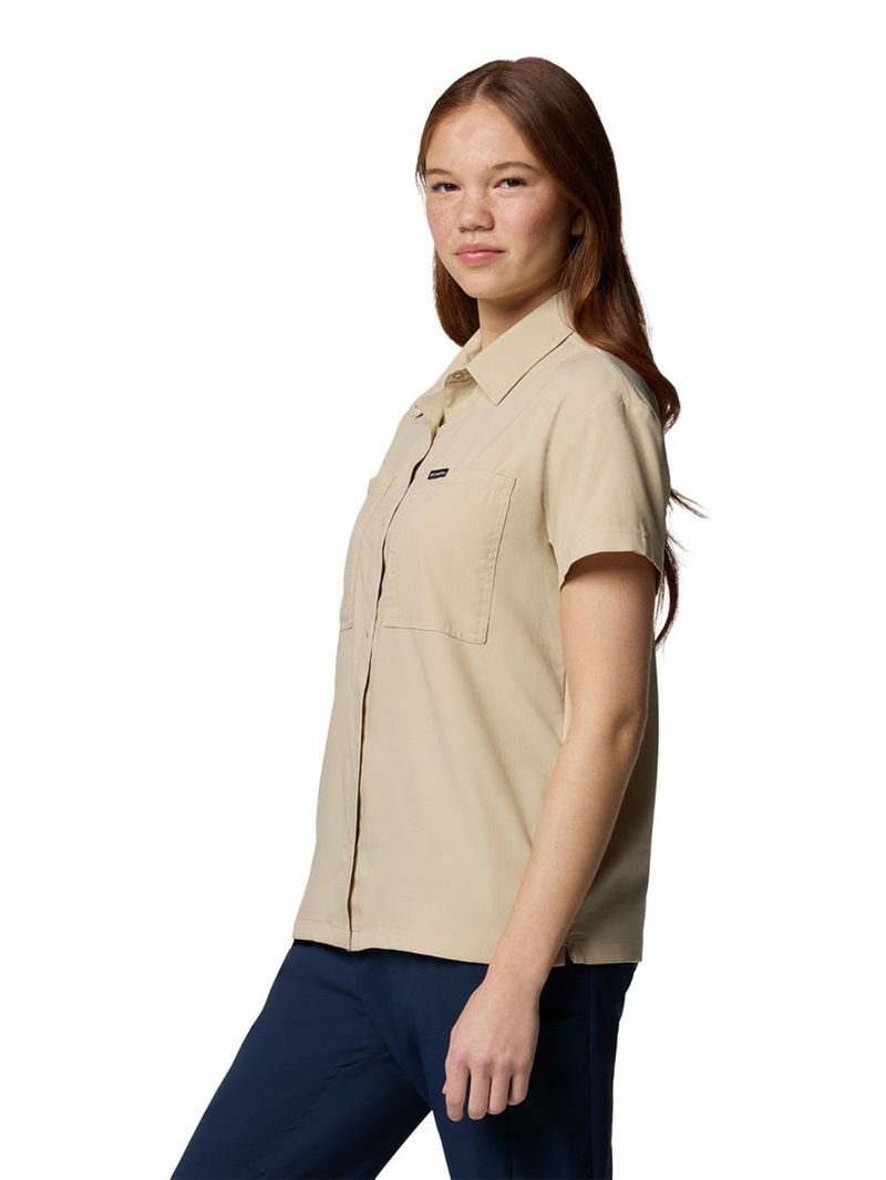 Camisa-Manga-Corta-Mujer-Silver-Ridge-Utility-Beige-Columbia