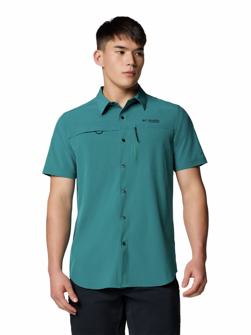 Camisa-Manga-Corta-Hombre-Summit-Valley-Woven-Azul-Columbia