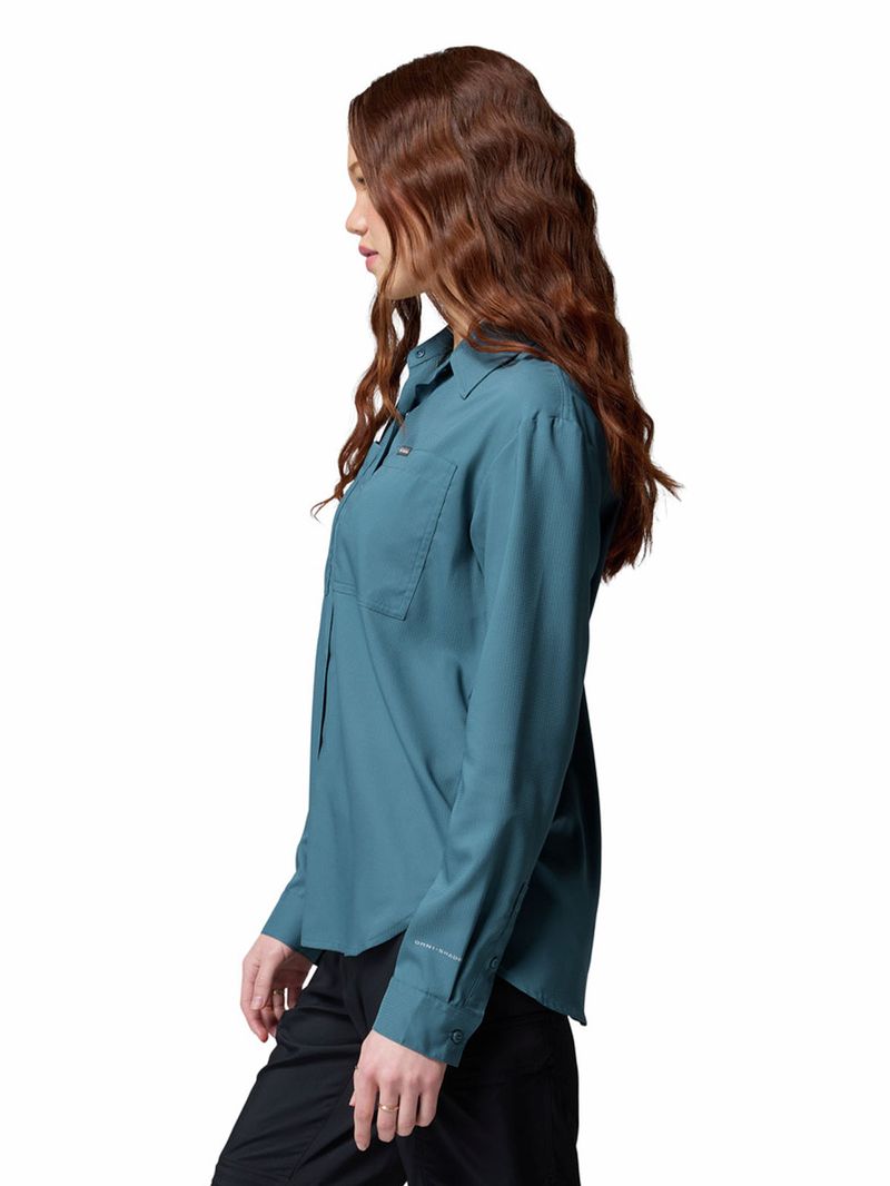 Blusa-Manga-Larga-Mujer-Silver-Ridge-Utility-Azul-Columbia