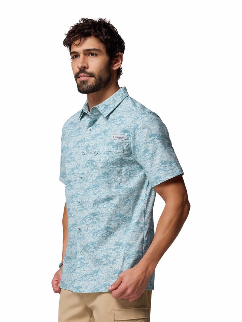 Camisa-Manga-Corta-Hombre-Wild-Cast-Camp-Celeste-Columbia