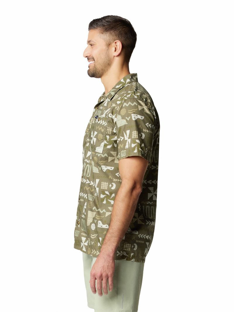 Camisa-Manga-Corta-Hombre-Pine-Canyon-Verde-Columbia