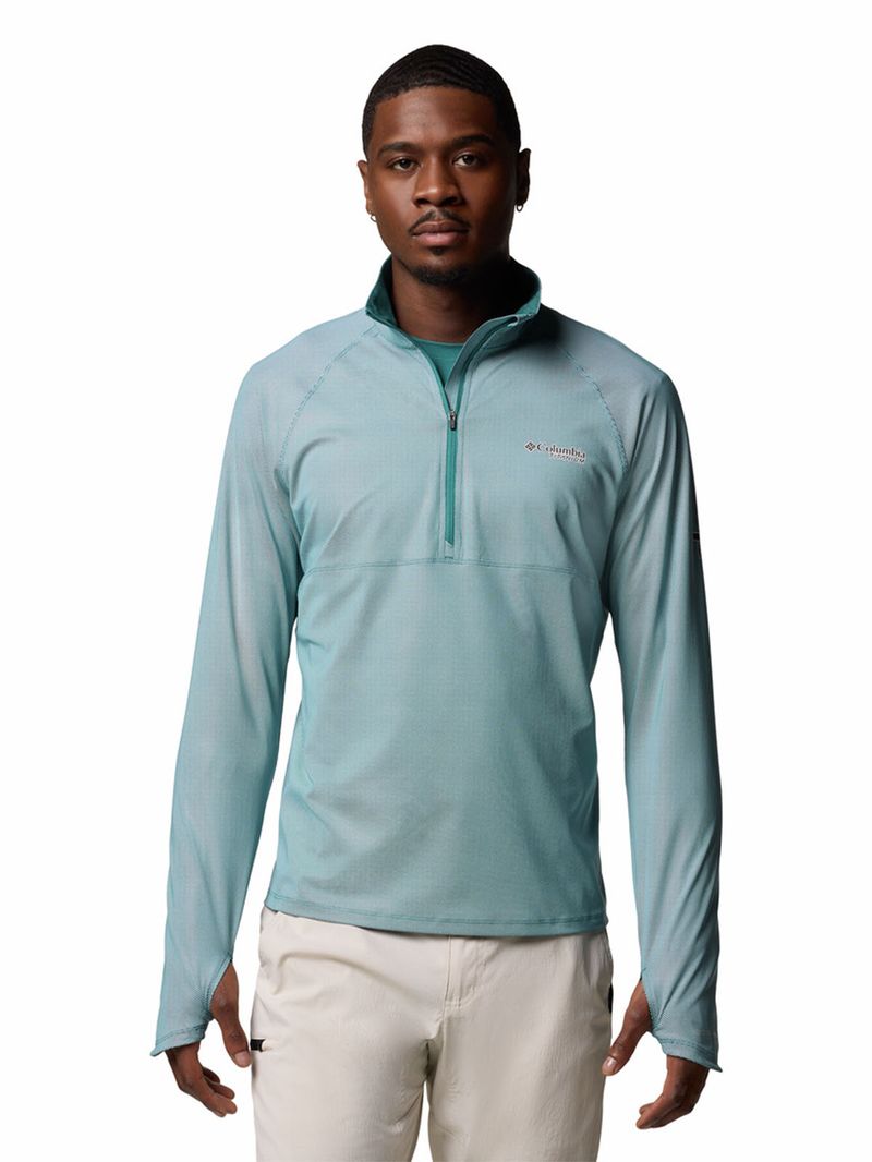 Polera-Manga-Larga-Hombre-Summit-Valley-Half-Zip-Azul-Columbia