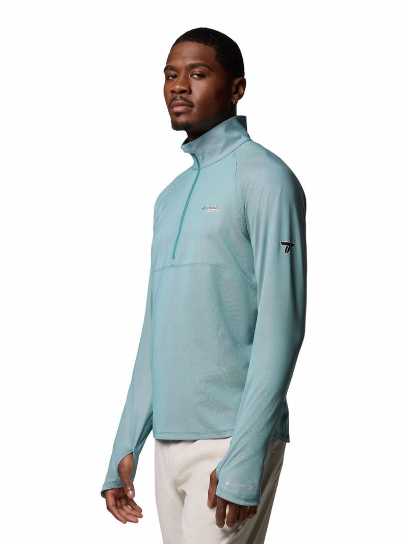 Polera-Manga-Larga-Hombre-Summit-Valley-Half-Zip-Azul-Columbia