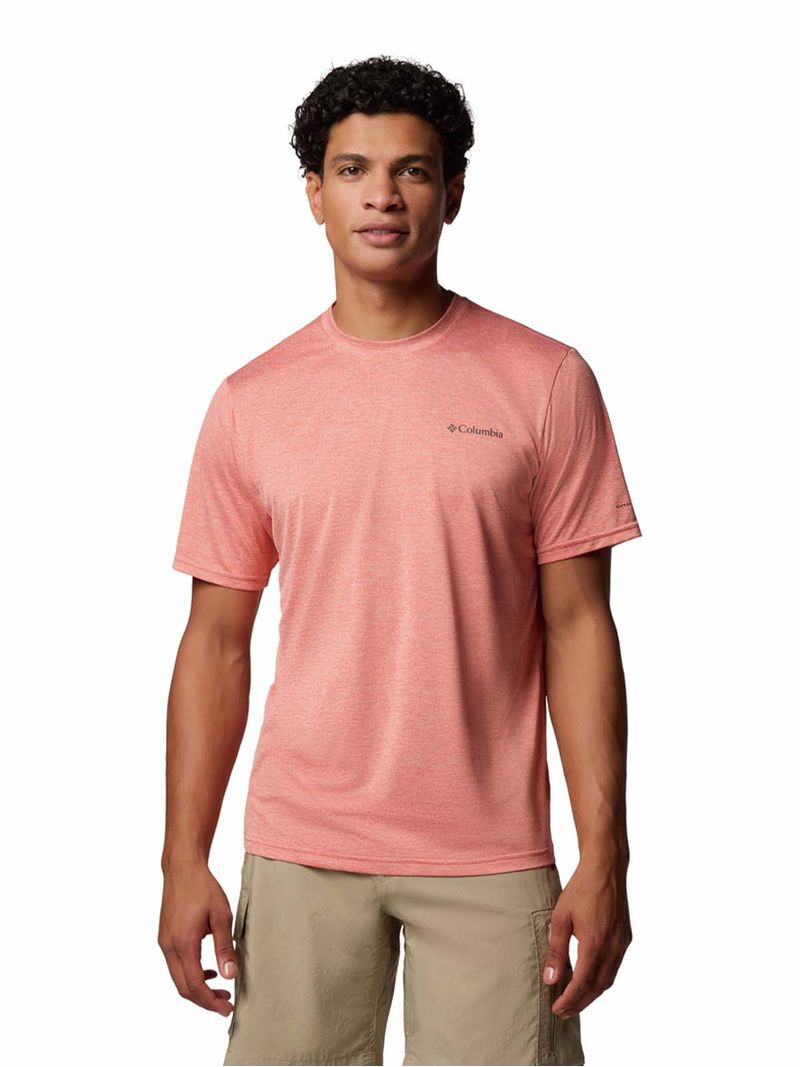 Polera Manga Corta Hombre Columbia Hike Crew Rojo Columbia