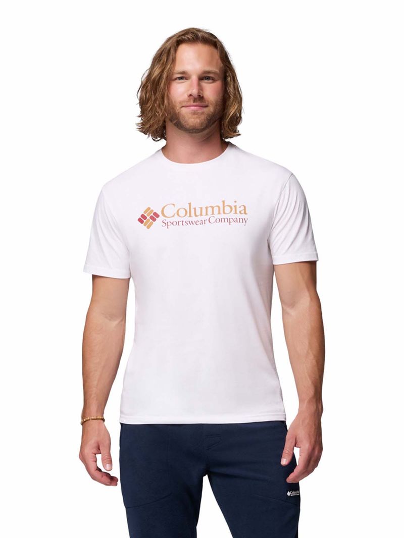 Polera-Manga-Corta-Hombre-Csc-Basic-Logo-Blanco-Columbia