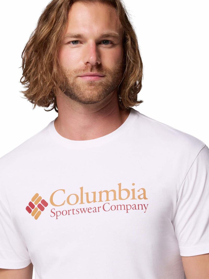 Polera-Manga-Corta-Hombre-Csc-Basic-Logo-Blanco-Columbia