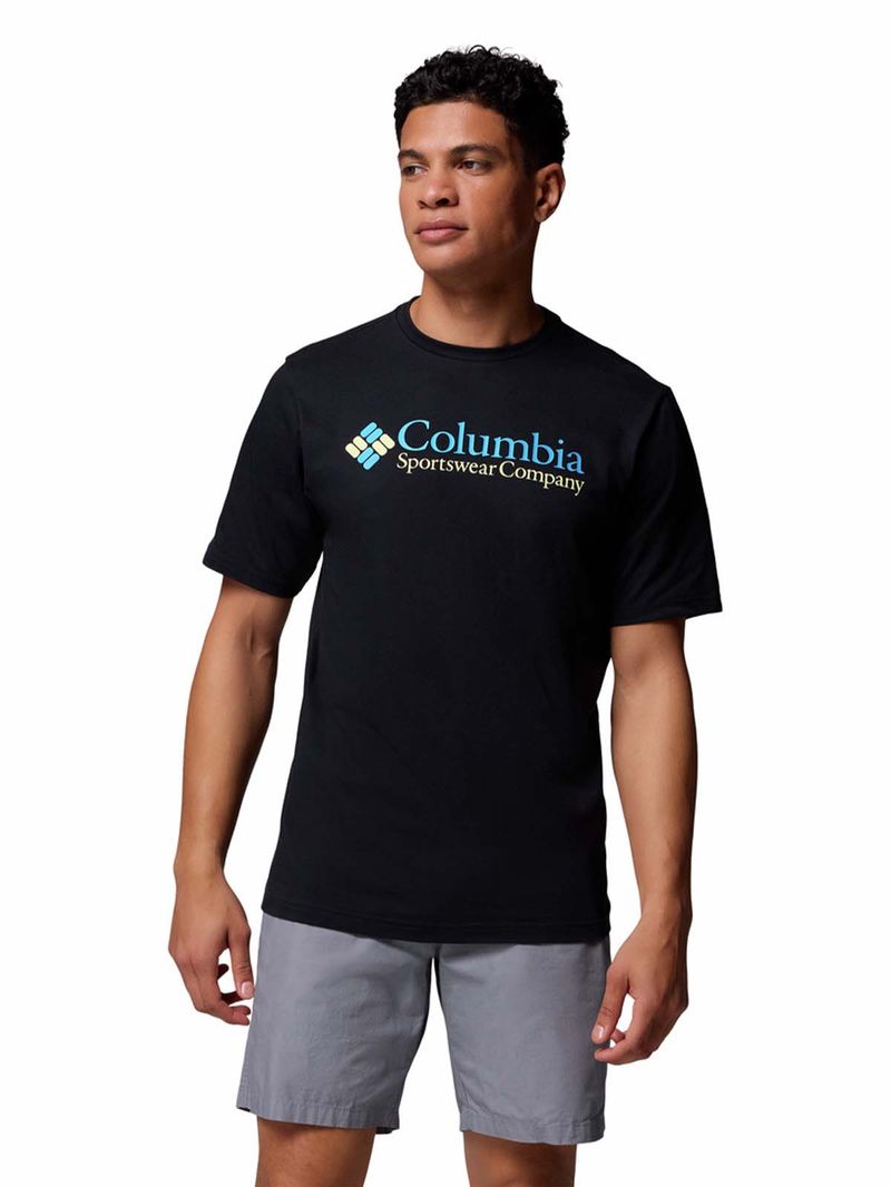 Polera-Manga-Corta-Hombre-CSC-Basic-Logo-Negro-Columbia