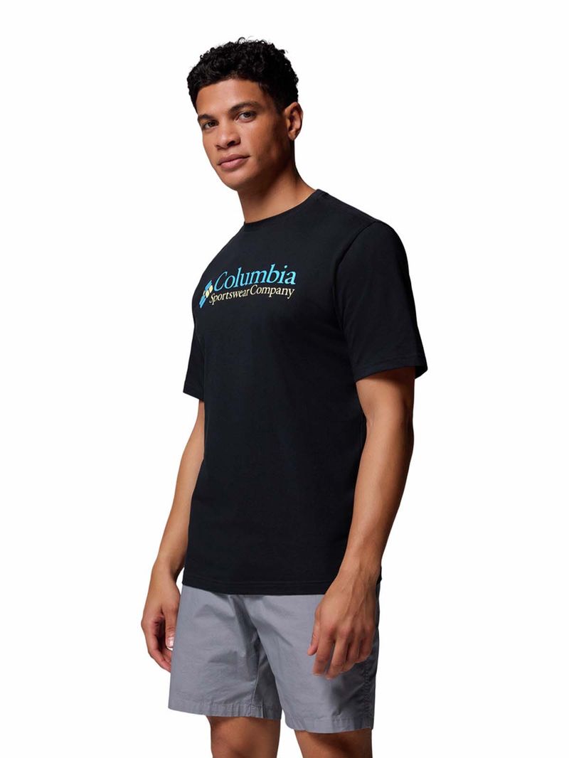Polera-Manga-Corta-Hombre-CSC-Basic-Logo-Negro-Columbia