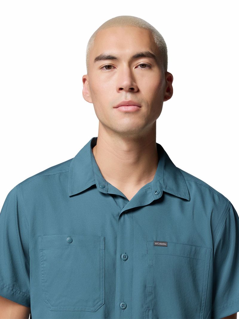 Camisa-Manga-Corta-Hombre-Silver-Ridge-Azul-Columbia