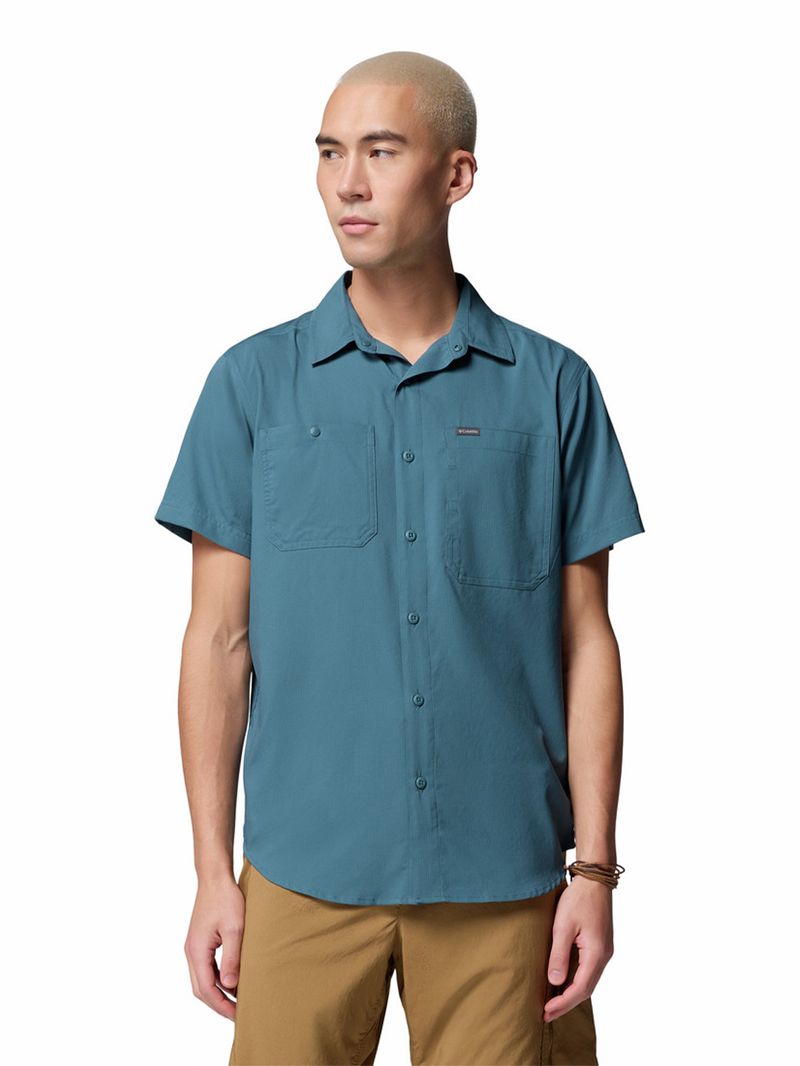 Camisa-Manga-Corta-Hombre-Silver-Ridge-Azul-Columbia