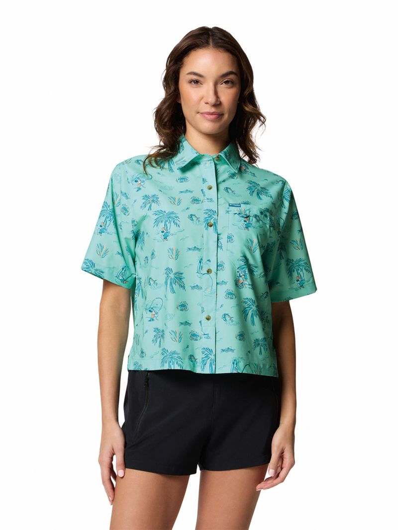 Camisa-Manga-Corta-Mujer-Pfg-Disney-Super-Slack-Azul-Columbia
